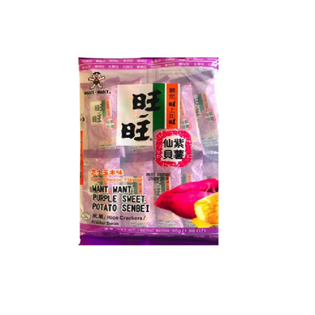 旺旺WantWant Sweet Potato Senbei Cheese&Sweet Corn Flavour 56G