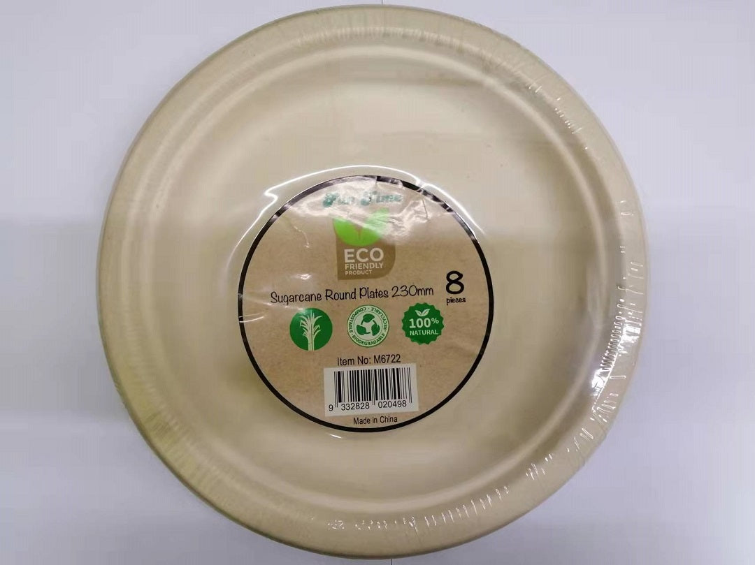 Fun T Sugarcane Plate 8Pcs 230Mm